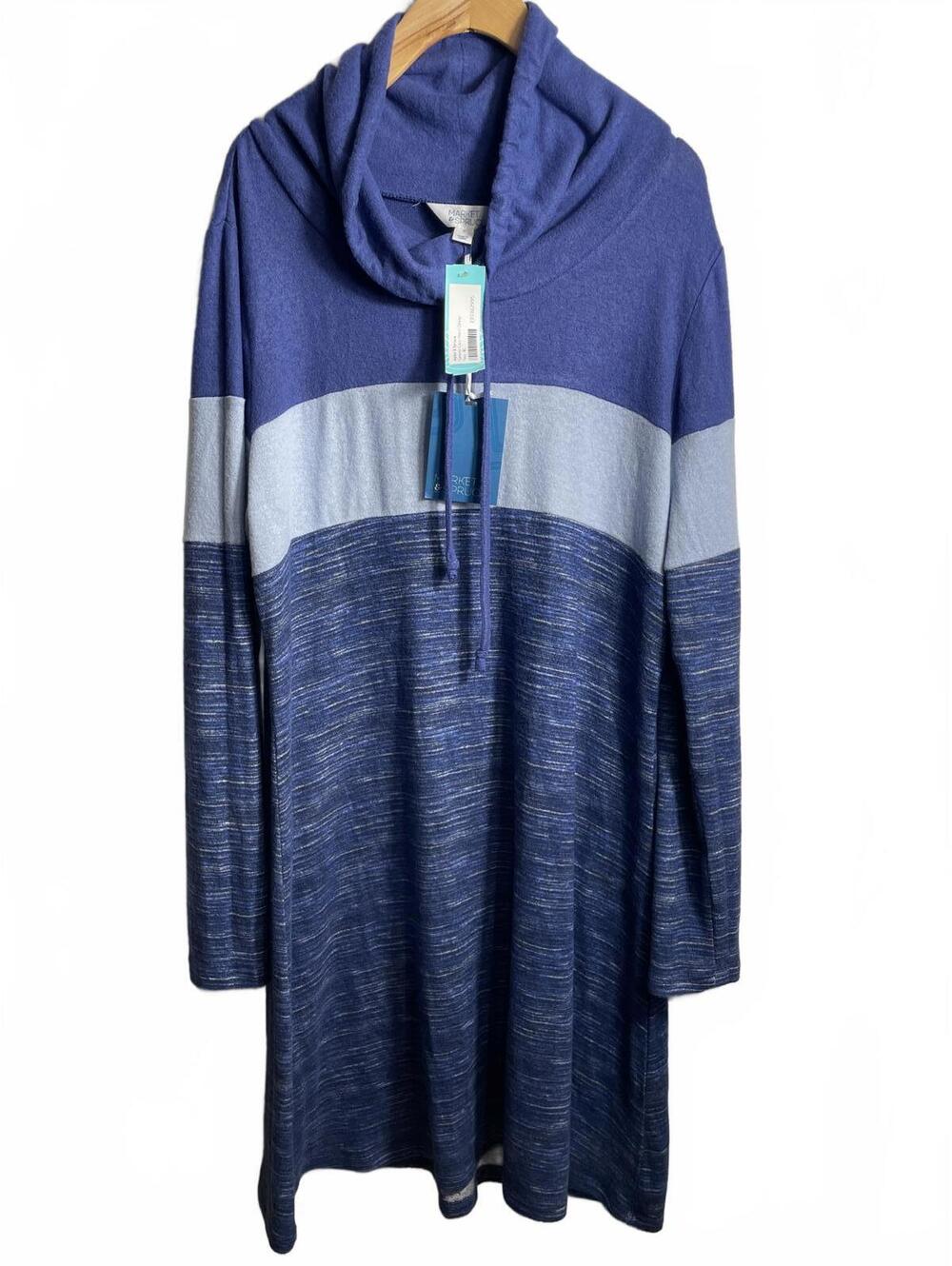 Market & Spruce Sweater Dress Women's Size XL Blue Cowl Neck Casual - Picture 9 of 13